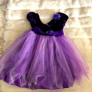 Purple Tulle/Velvet Top/Satin Ribbon Dress 4-6x